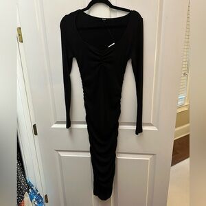 Monrow Ribbed Shirred Dress NWT